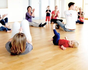 a group of people doing exercises